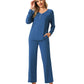 WiWi Womens Bamboo Long Sleeve Pajama Set