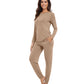 WiWi Women's Bamboo Pajama Sets Long Sleeves Top with Pants Loungewear Set