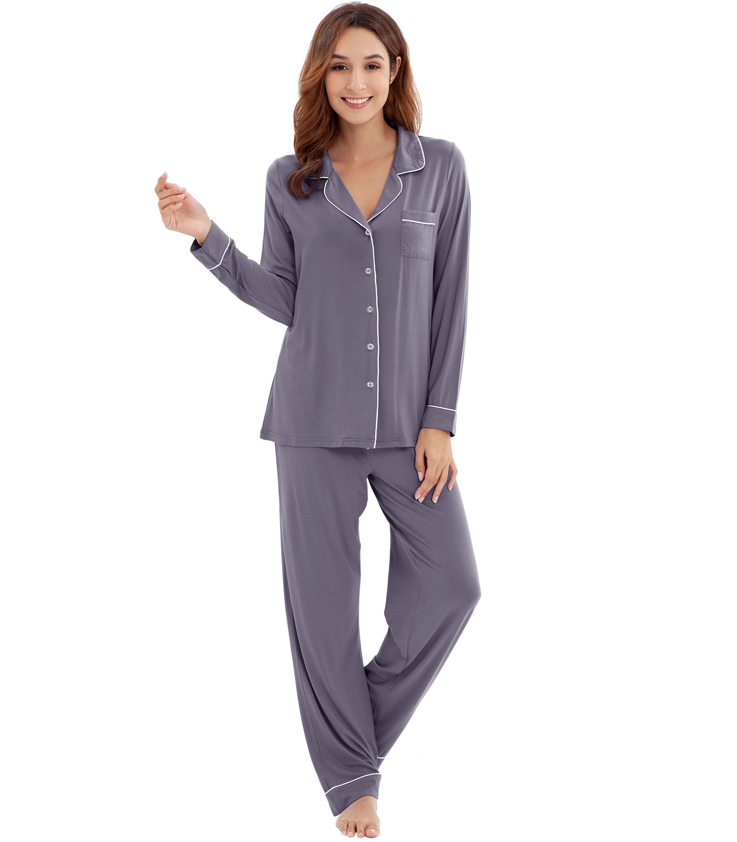 WiWi Pajamas Set Long Sleeve Nightwear Loungewear