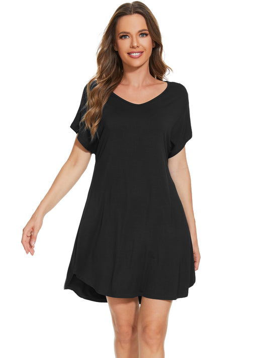 WiWi Women's Bamboo Short Sleeve Nightgown