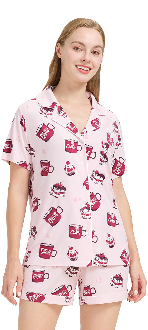 WiWi Bamboo Pajamas Set for Women Shorts Pjs Sleepwear