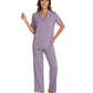 WiWi Womens Pajamas Set Soft Button Down Sleepwear