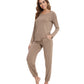 WiWi Scoop Neck Pajama Sets Sport Pajamas for Women
