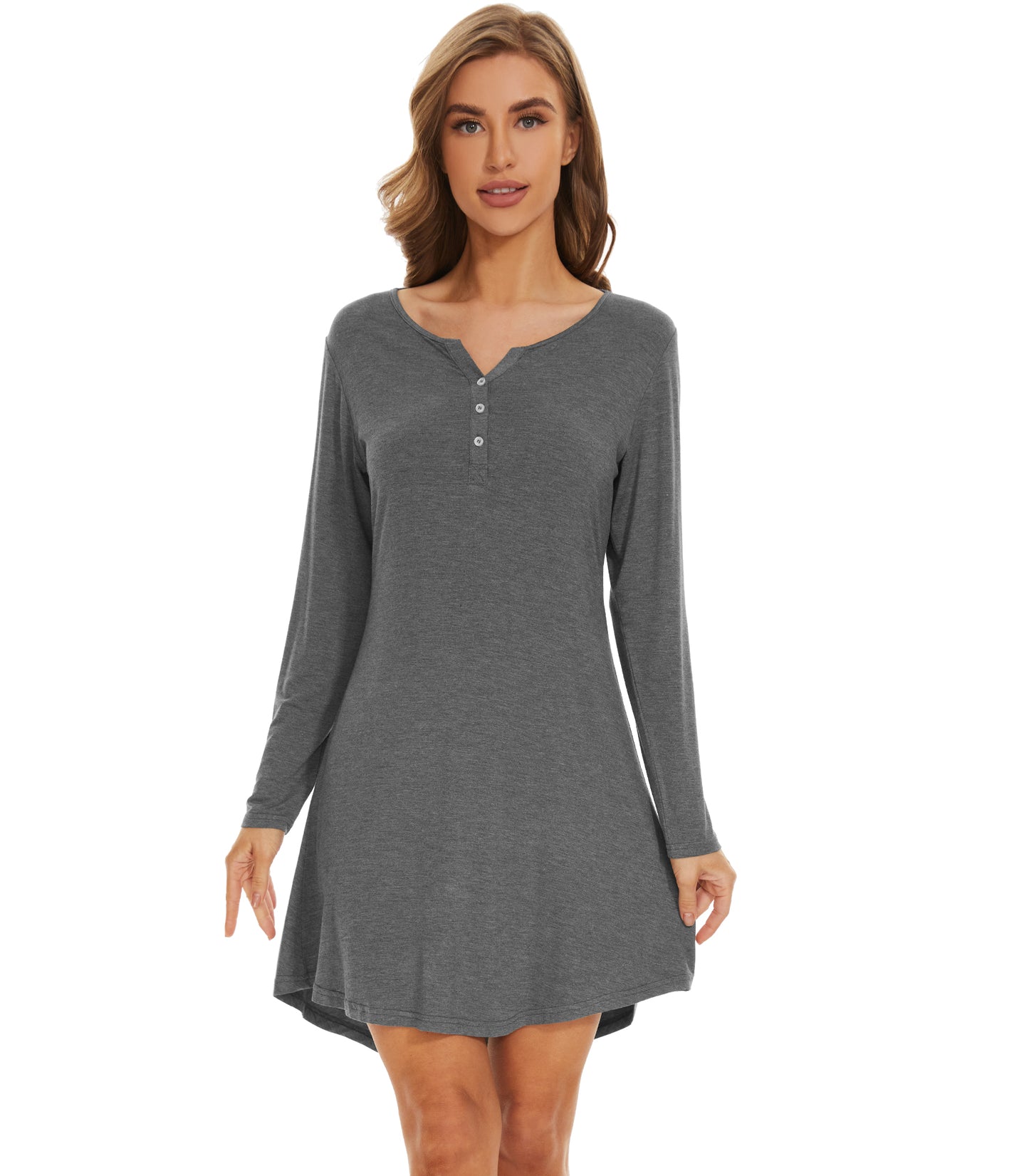 WiWi Women Bamboo Nightgowns Long Sleeve