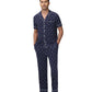WiWi Men's Pajama Set Button Down Classic Notch Collar Loungewear