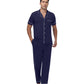 WiWi Men's Pajama Set Button Down Classic Notch Collar Loungewear