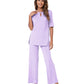 WiWi Bamboo Short Sleeve Sleepwear with Long Pants Pjs