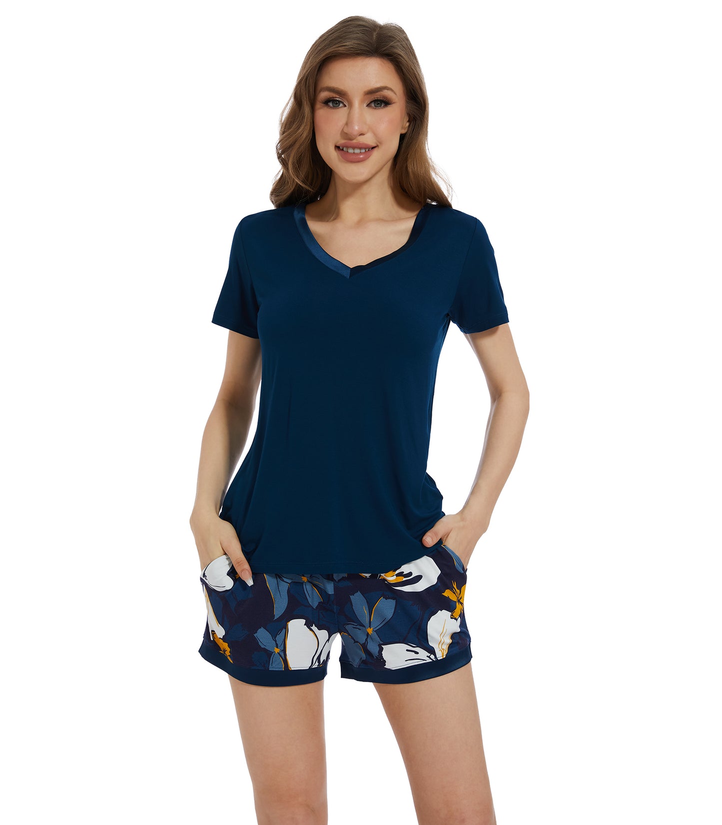 WiWi Bamboo Pajamas Set for Women Short Sets Summer Plus Size