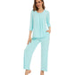 WiWi Women's Bamboo Pajamas Soft 3/4 Sleeve Pajama Sets 2 Pieces Pjs
