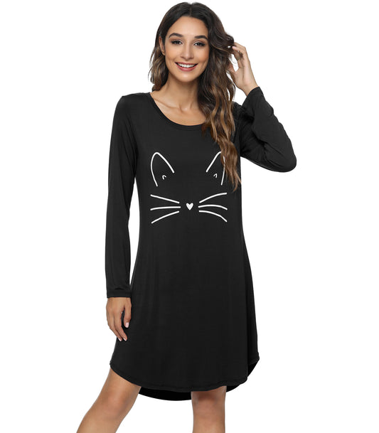 WiWi Bamboo Nightgowns for Women Cute Print Nightgown