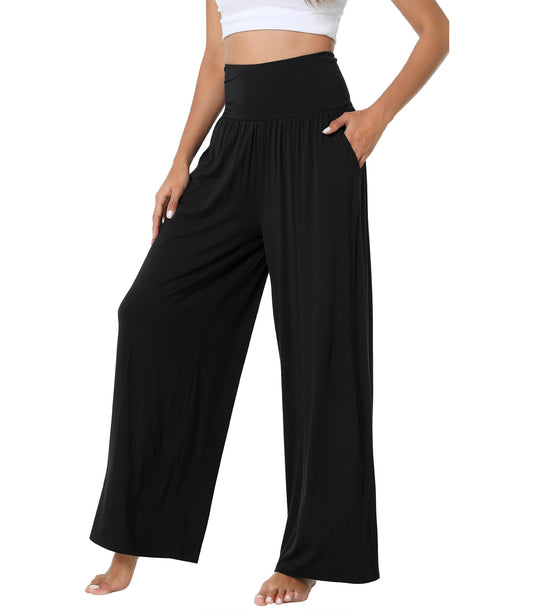 WiWi Womens Bamboo Palazzo Bottoms with Pockets