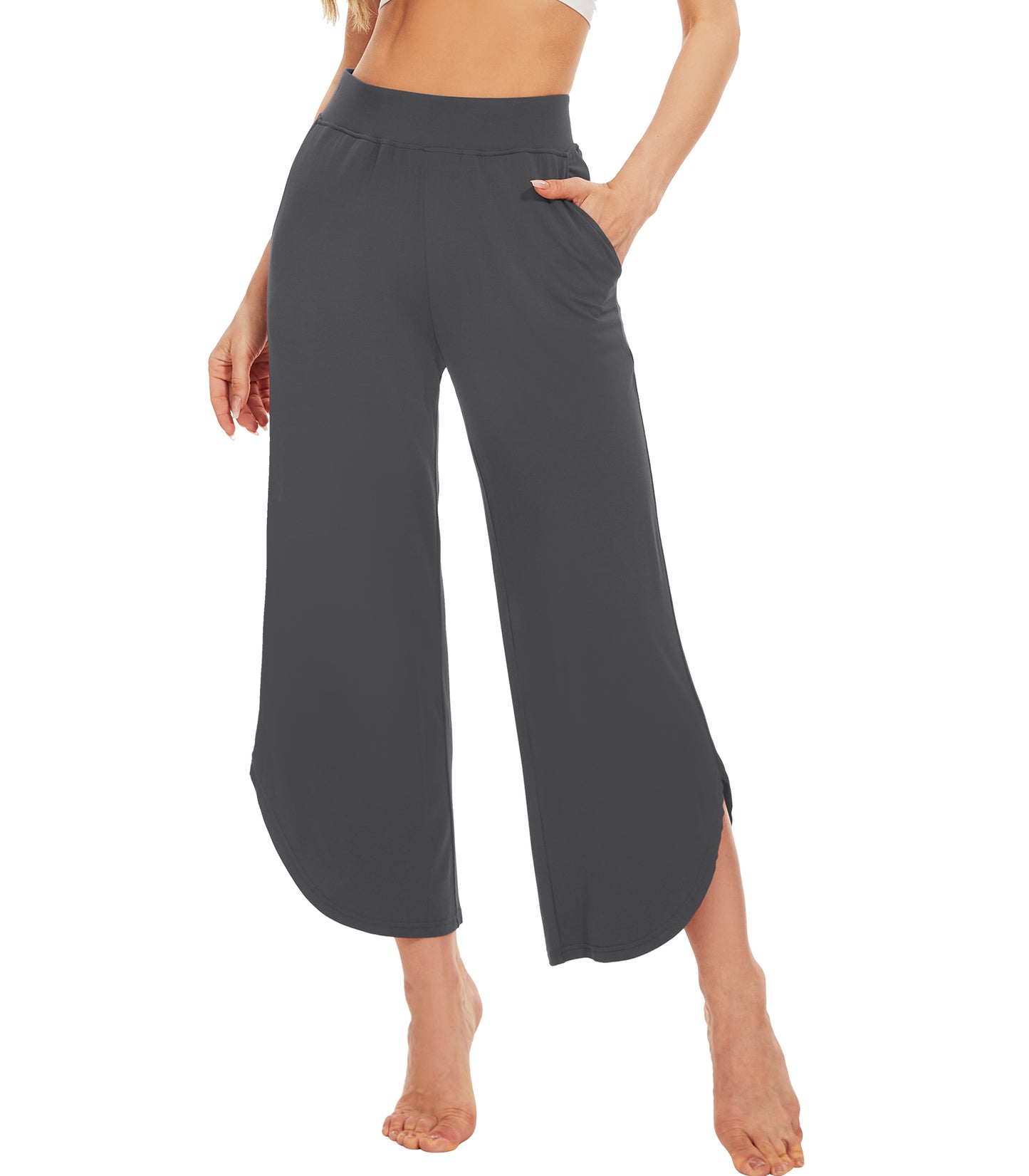 WiWi Women's Bamboo Viscose Wide Leg Capri Pajama Bottoms