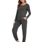 WiWi Scoop Neck Pajama Sets Sport Pajamas for Women