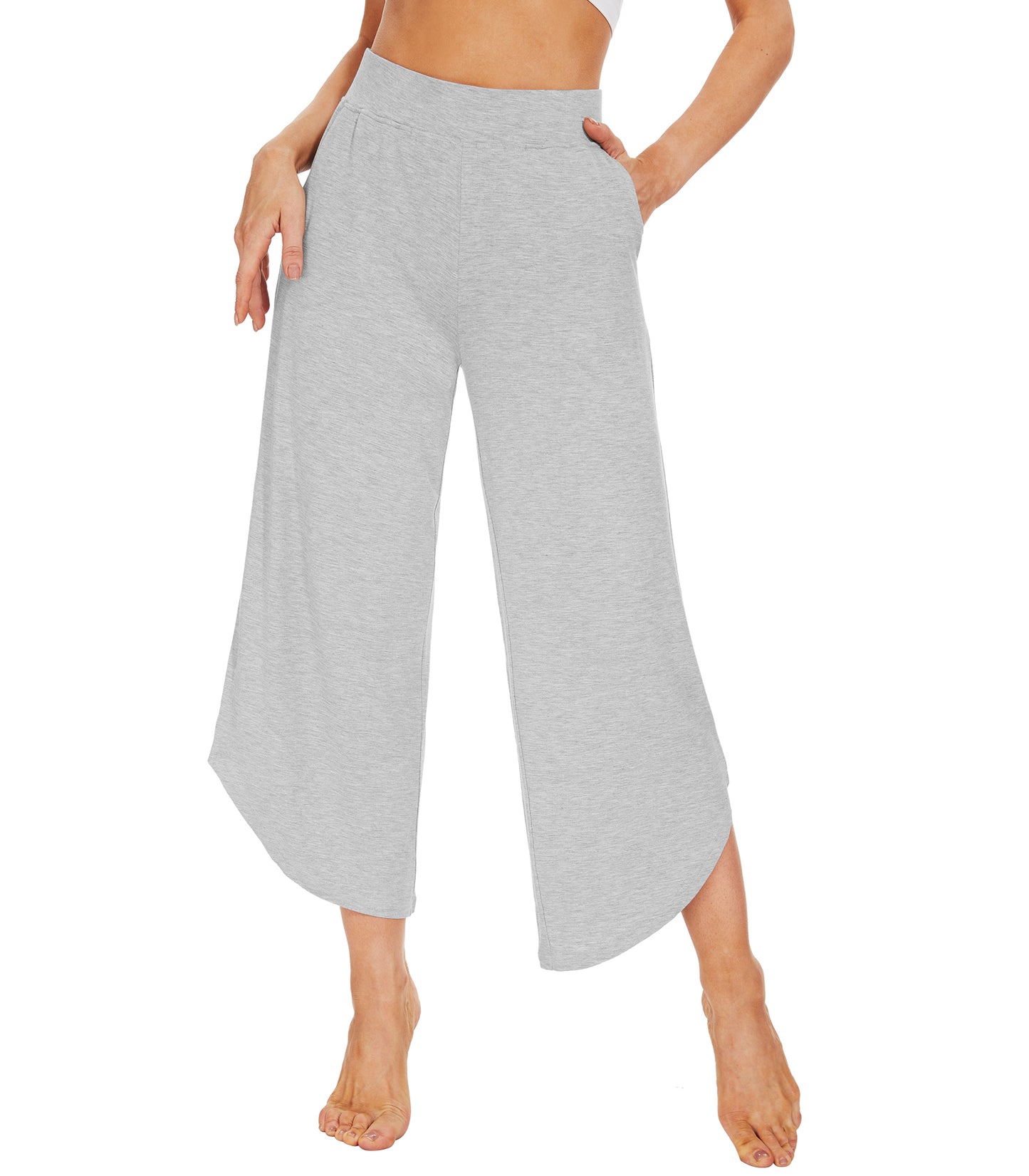 WiWi Women's Bamboo Viscose Wide Leg Capri Pajama Bottoms