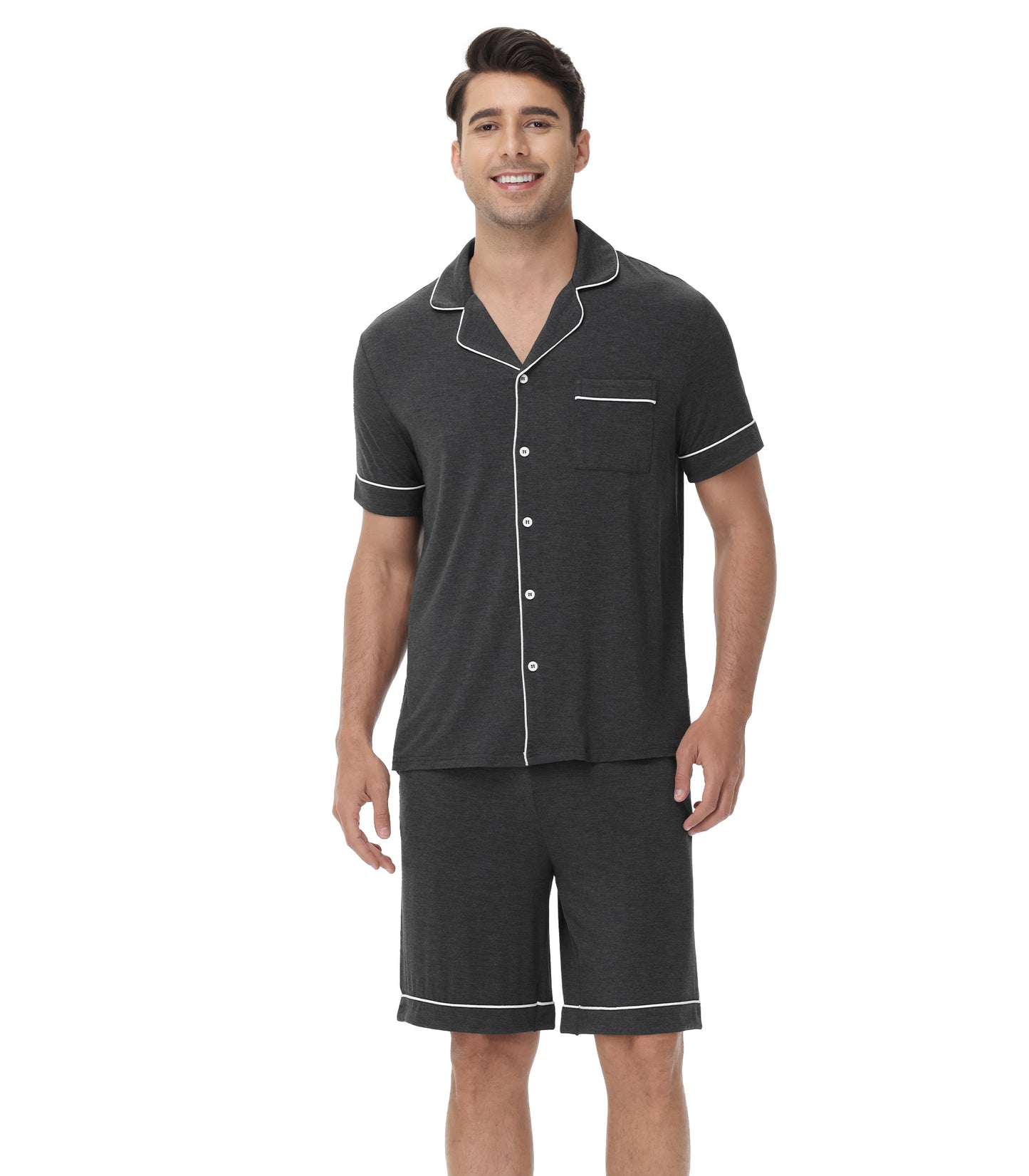 WiWi Loungewear Set for Men with Piping Notch Collar