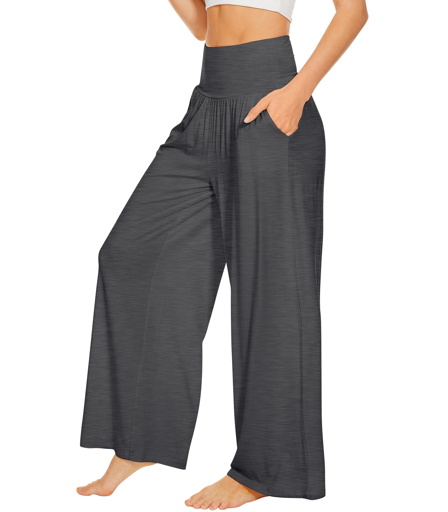 WiWi Womens Bamboo Palazzo Bottoms with Pockets