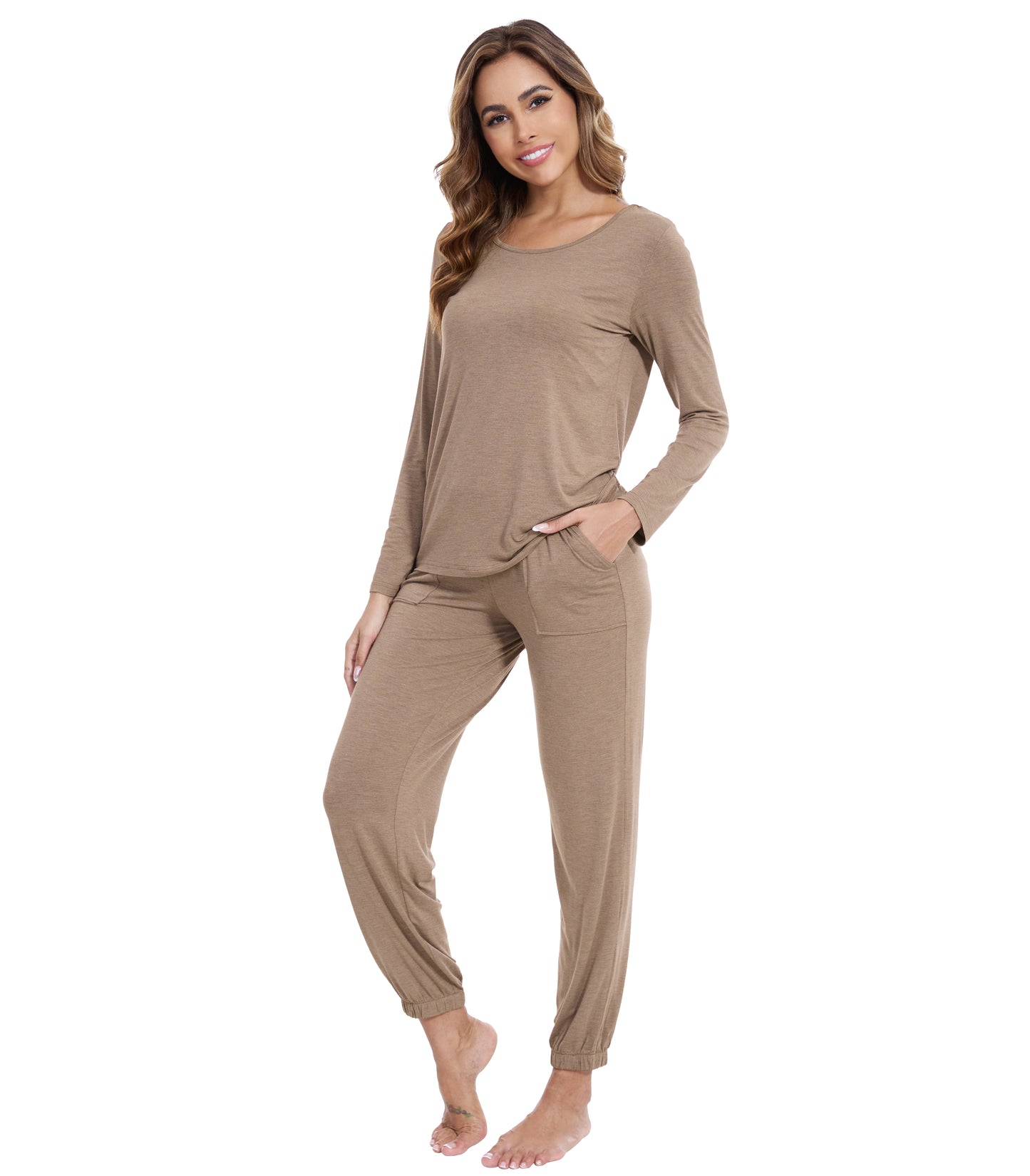 WiWi Scoop Neck Pajama Sets Sport Pajamas for Women