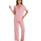 WiWi Womens Pajamas Set Soft Button Down Sleepwear