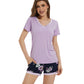 WiWi Bamboo Pajamas Set for Women Short Sets Summer Plus Size
