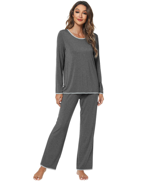 WiWi Soft Long Sleeve Bamboo Pajamas Set for Women