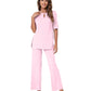 WiWi Bamboo Short Sleeve Sleepwear with Long Pants Pjs