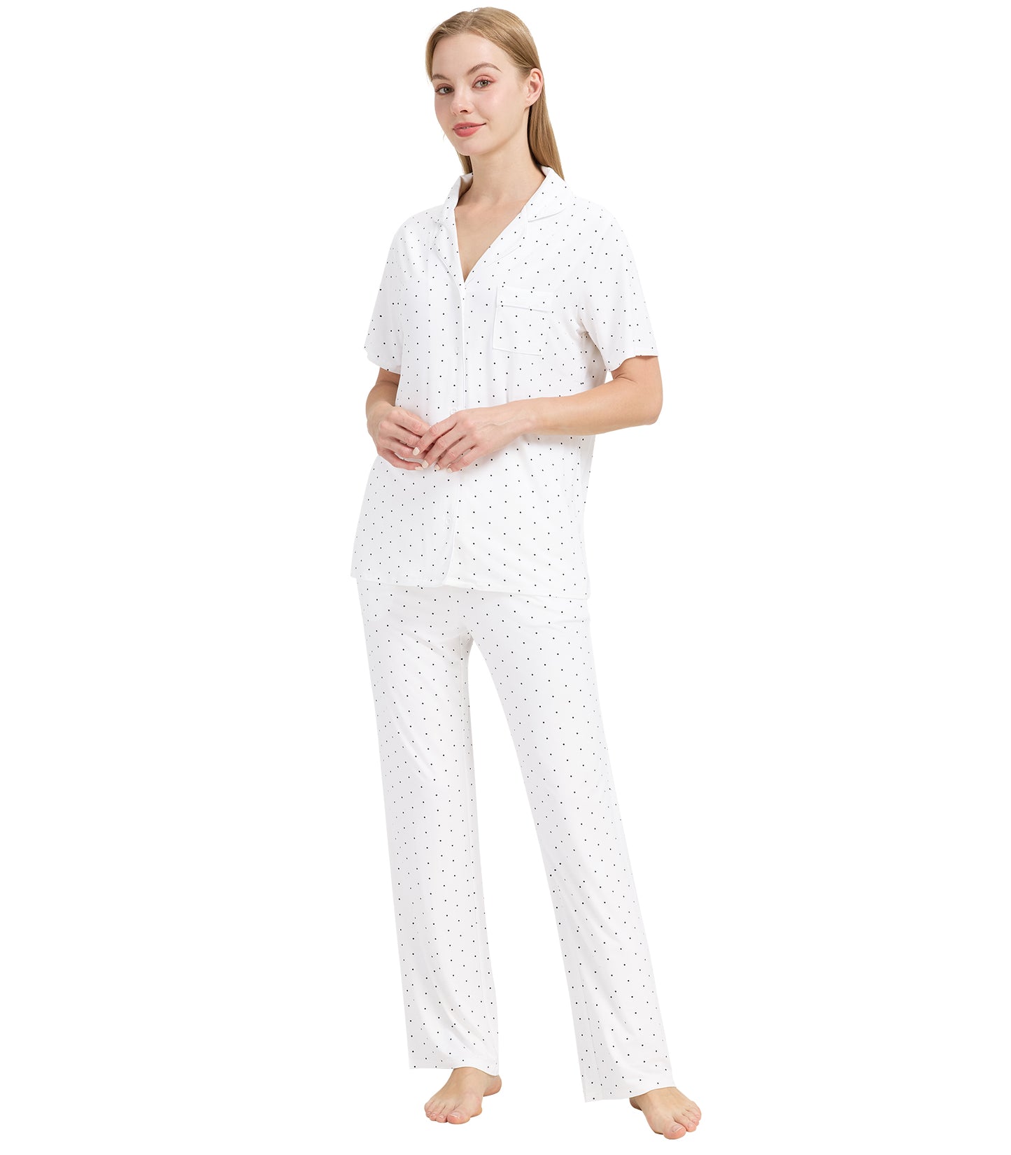 WiWi Womens Pajamas Set Soft Button Down Sleepwear