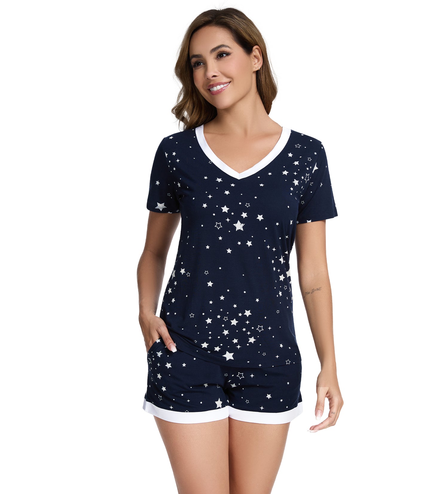 WiWi Bamboo Pajamas Set for Women Short Sets Summer Plus Size