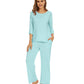 WiWi Bamboo Pajamas for Women Soft 3/4 Sleeve Sleepwear Casual Pj Set
