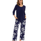 WiWi Women's Bamboo Pajamas Soft 3/4 Sleeve Pajama Sets 2 Pieces Pjs