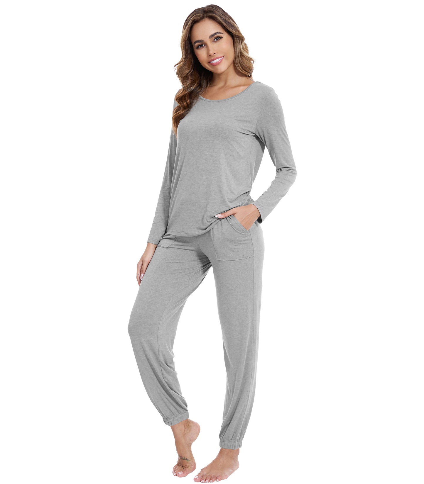 WiWi Scoop Neck Pajama Sets Sport Pajamas for Women