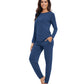 WiWi Women's Bamboo Pajama Sets Long Sleeves Top with Pants Loungewear Set