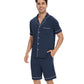 WiWi Loungewear Set for Men with Piping Notch Collar