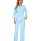 WiWi Women's Bamboo Pajama Sets Soft Loose Comfy Top with Pants