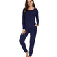 WiWi Women's Bamboo Pajama Sets Long Sleeves Top with Pants Loungewear Set