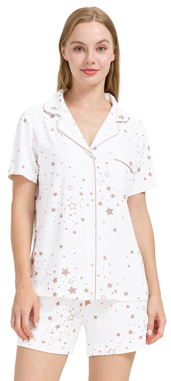 WiWi Bamboo Pajamas Set for Women Shorts Pjs Sleepwear