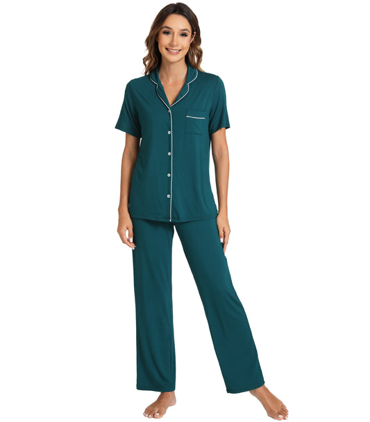 WiWi Womens Pajamas Set Soft Button Down Sleepwear