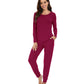 WiWi Women's Bamboo Pajama Sets Long Sleeves Top with Pants Loungewear Set