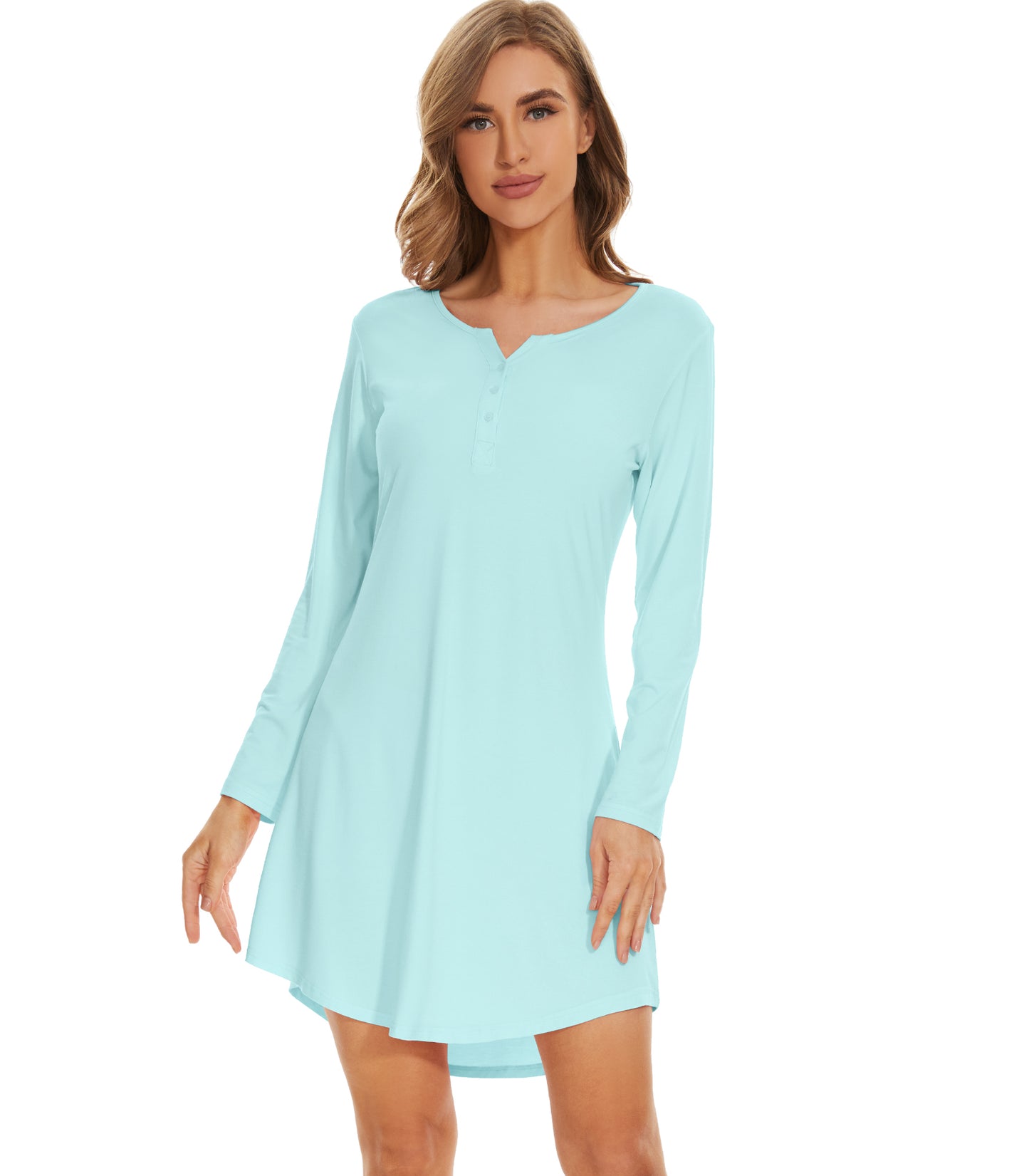WiWi Women Bamboo Nightgowns Long Sleeve
