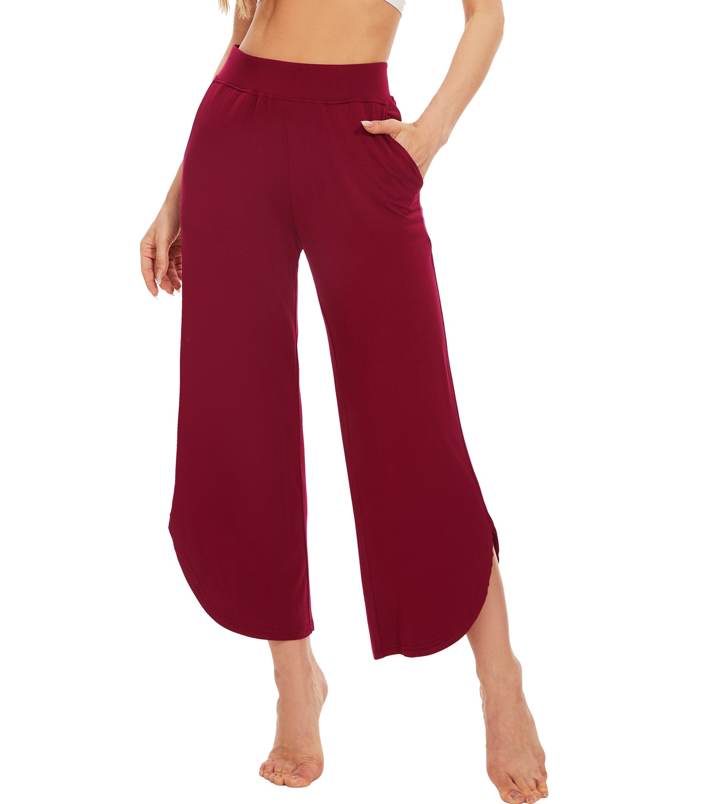 WiWi Women's Bamboo Viscose Wide Leg Capri Pajama Bottoms