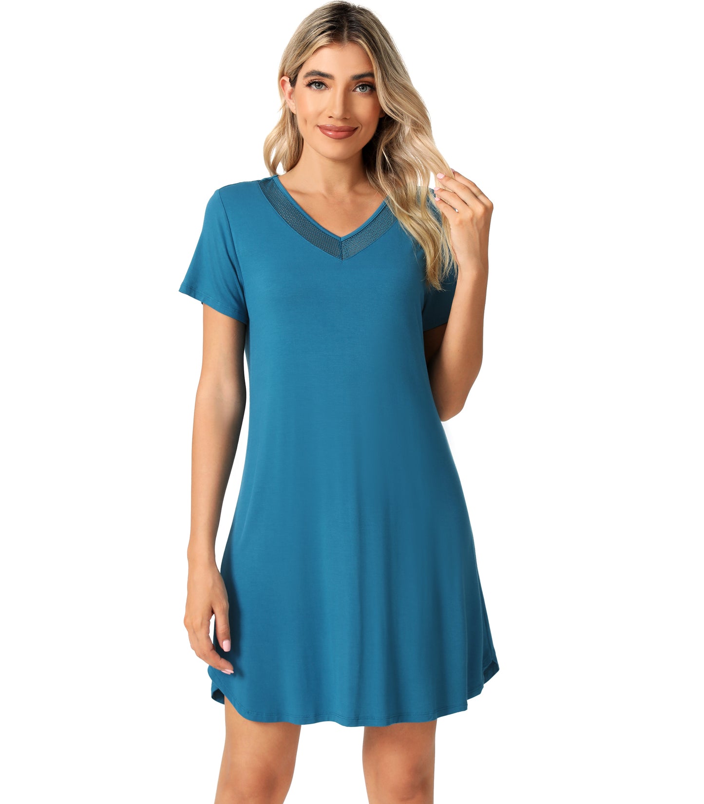 WiWi Bamboo Short Sleeve Nightgowns for Women