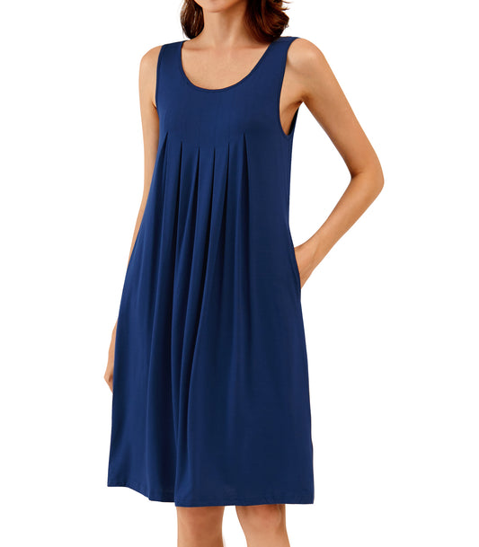 WiWi Bamboo Nightgowns for Women Sleeveless Sleep Shirt