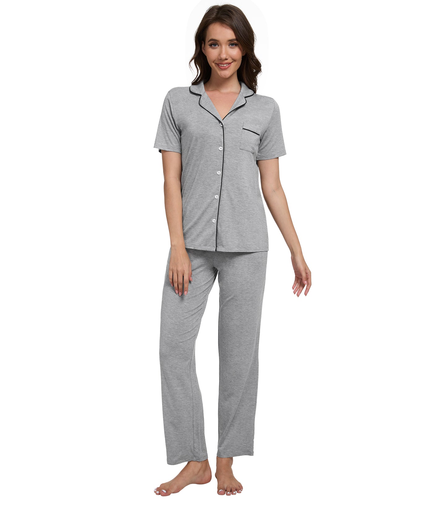 WiWi Womens Pajamas Set Soft Button Down Sleepwear