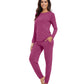 WiWi Women's Bamboo Pajama Sets Long Sleeves Top with Pants Loungewear Set