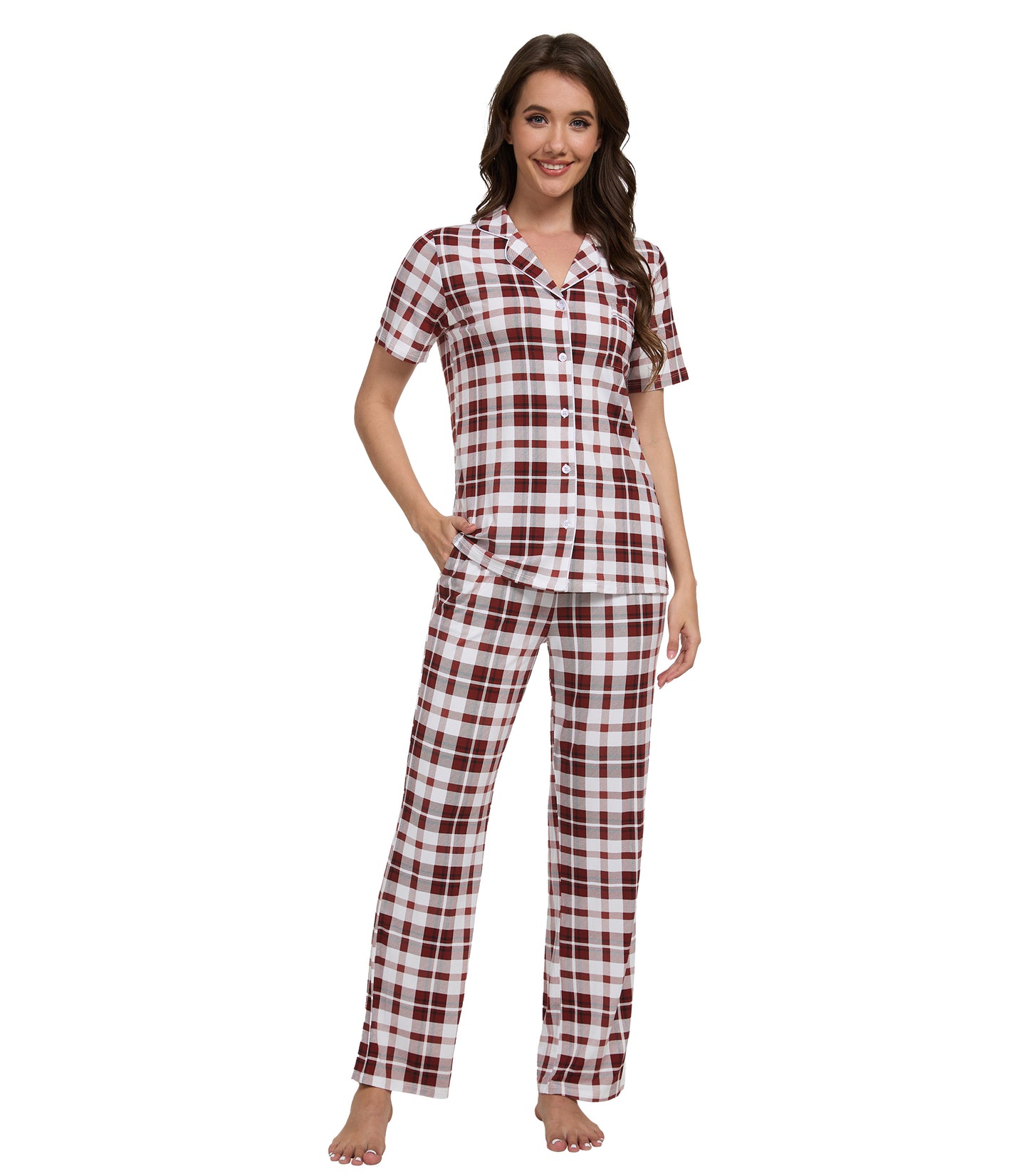 WiWi Womens Pajamas Set Soft Button Down Sleepwear