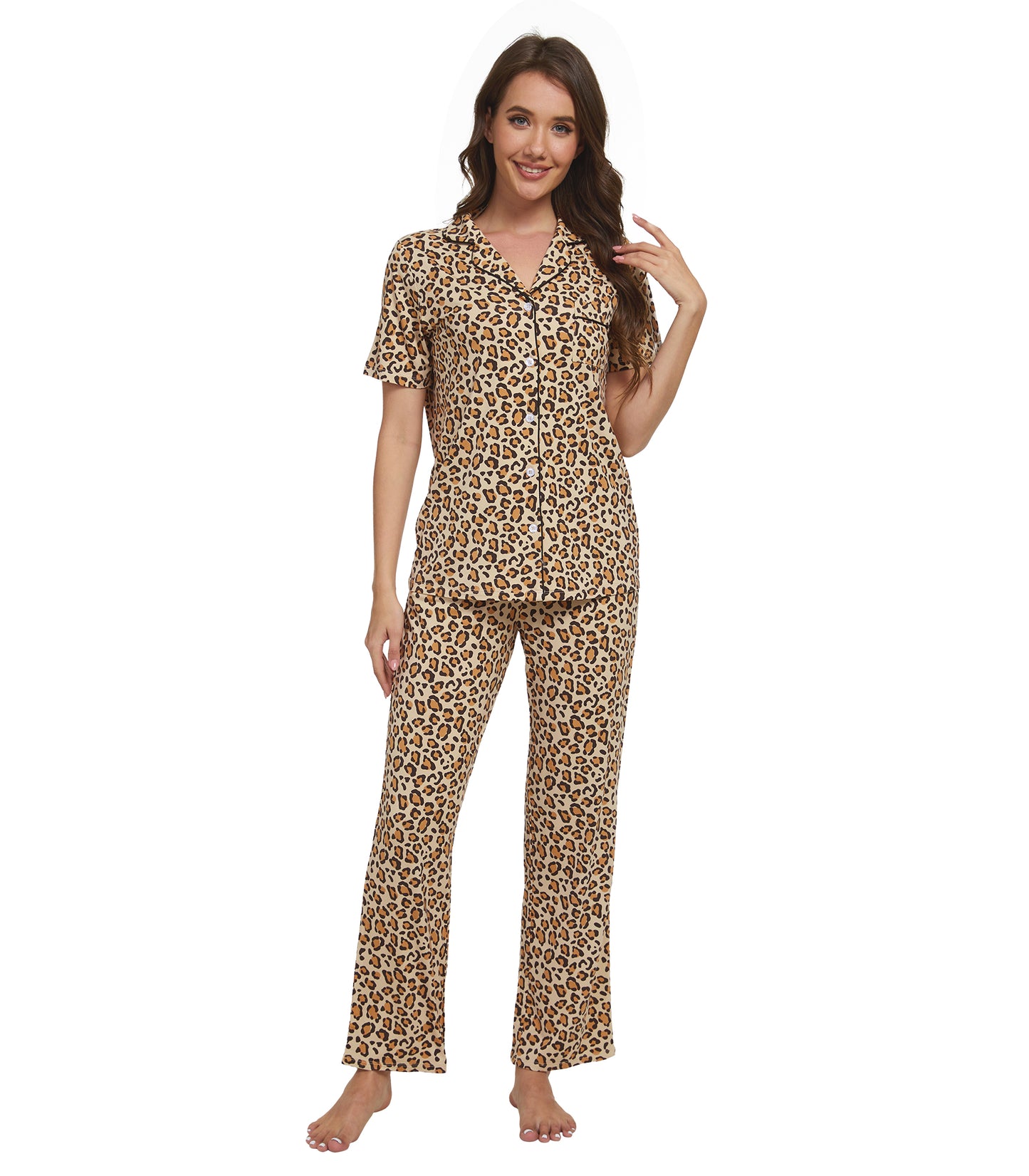 WiWi Womens Pajamas Set Soft Button Down Sleepwear