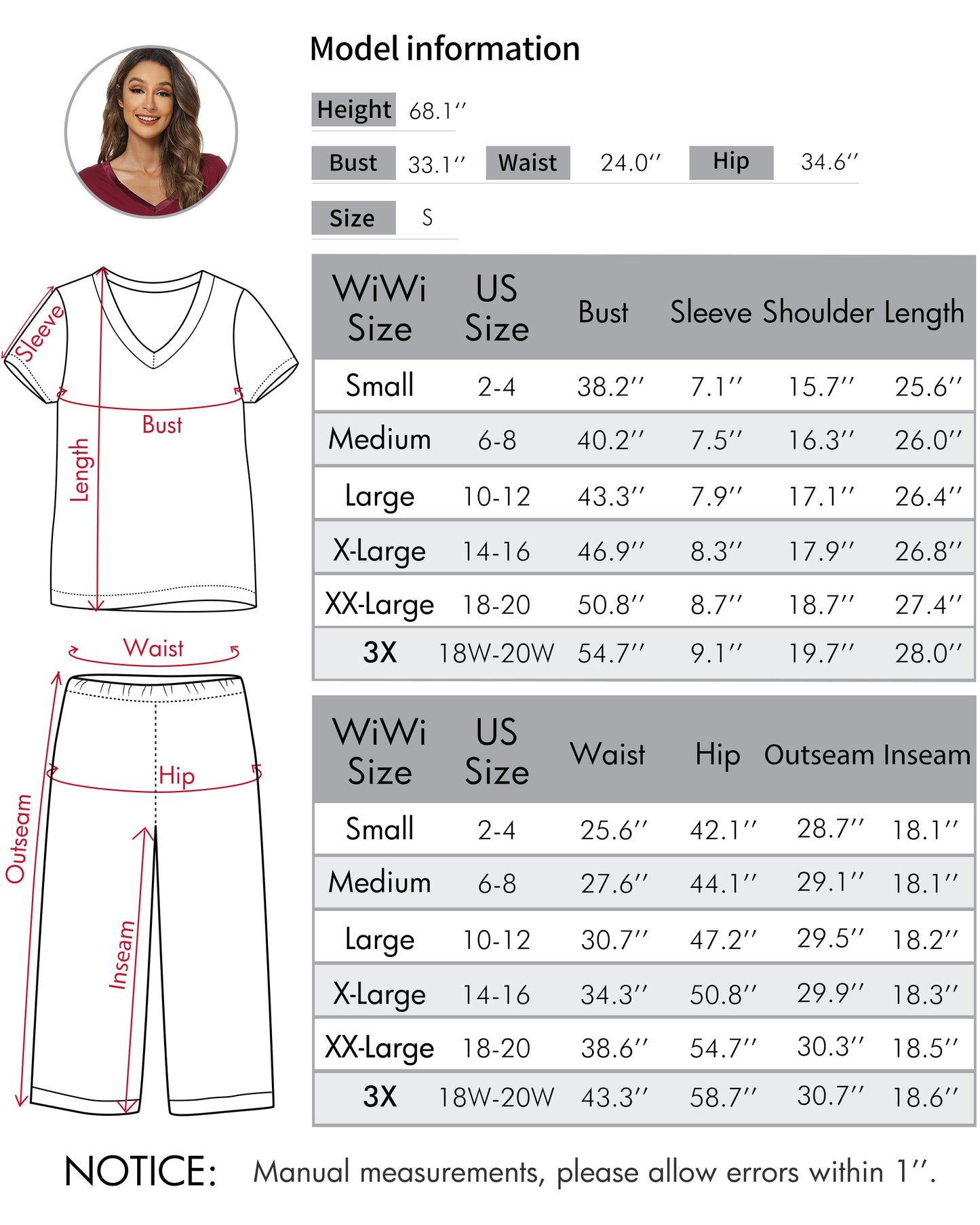 WiWi V-neck Bamboo Pajamas for Women