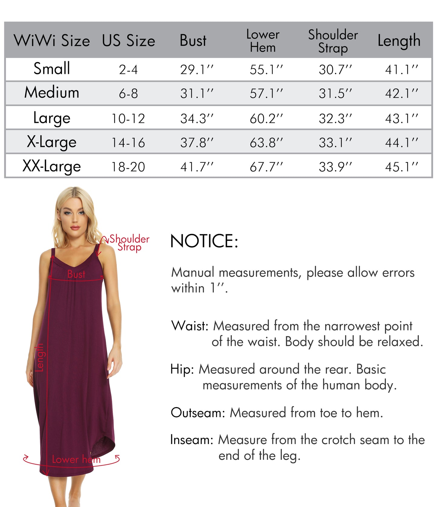 WiWi Women's Soft Tank Nightgown