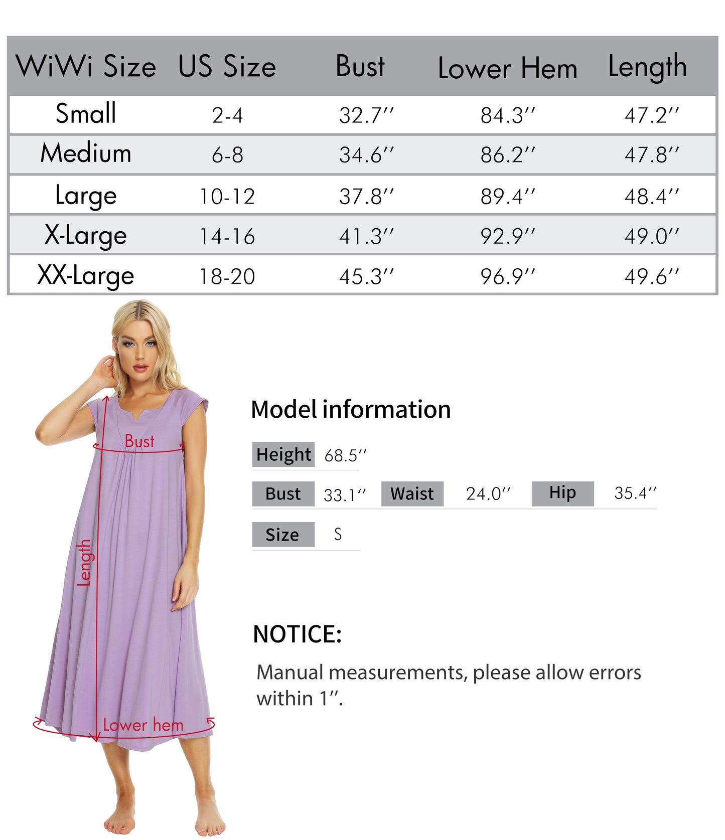 WiWi Soft Summer Long Nightgowns for Women