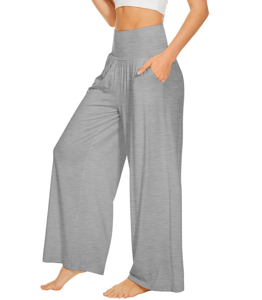 WiWi Womens Bamboo Palazzo Bottoms with Pockets