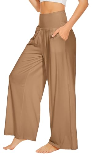 WiWi Womens Bamboo Palazzo Bottoms with Pockets
